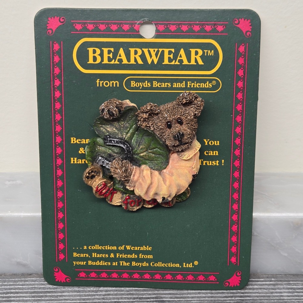 Boyds Bears Bearwear Just For Luck Resin Pin Vintage 2000 Teddy‎ Bear 26147